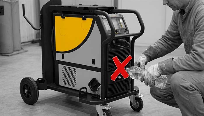 Danni da calcare e alghe nel circuito raffreddamento torcia saldatura