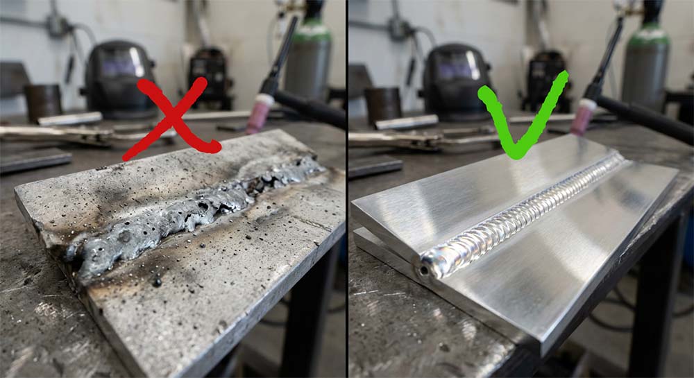 Saldatura TIG alluminio professionale con cordone pulito e penetrazione ottimale